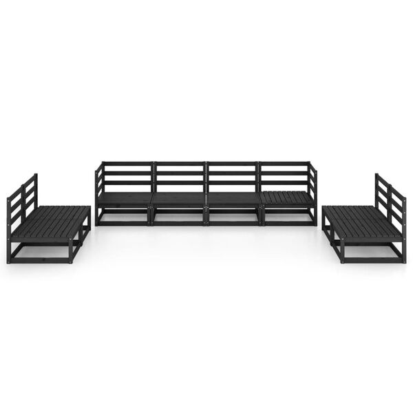 vidaXL Garden Lounge Set Black Solid pinewood Large Modular
