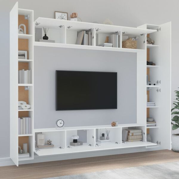 vidaXL TV Cabinet Set Set of 8 White Engineered wood Standard