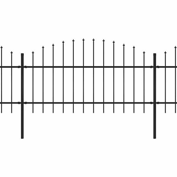 vidaXL Garden Fence with Spear Top Steel 491.3"x49.2" Black