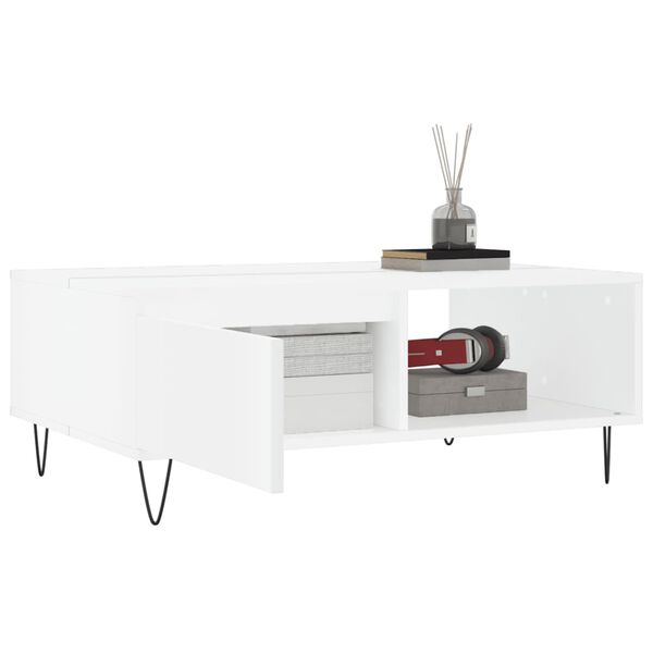 vidaXL Coffee Table White Engineered wood, iron Medium Coffee Table