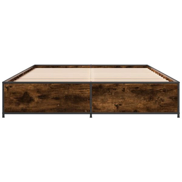 vidaXL Bed Frame Smoked Oak Engineered wood and metal 47.2 x 78.7 in