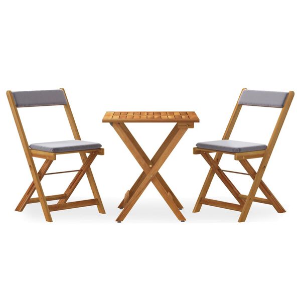 vidaXL Bistro Set Dark grey Acacia wood 3 Piece Foldable Bistro Set