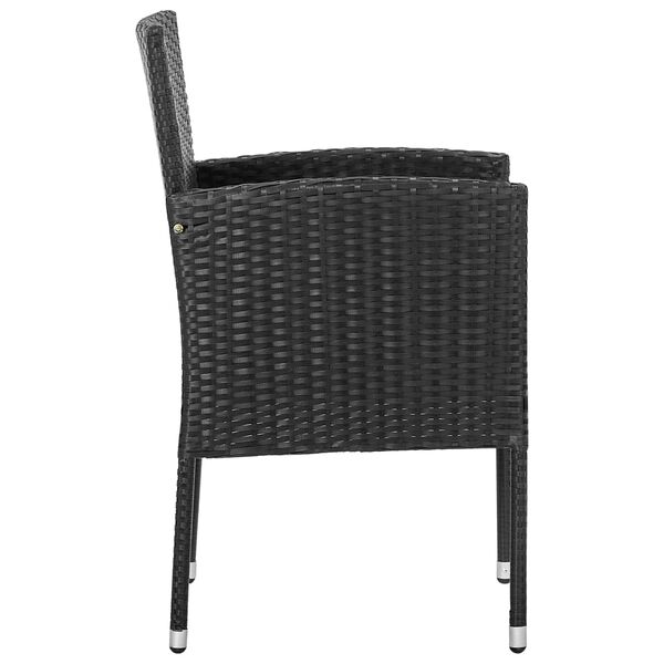 vidaXL Garden Chair Set of 2 Black PE Rattan, Steel Standard Durable