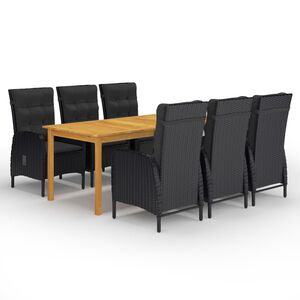 vidaXL Dining Set Black, Natural Wood