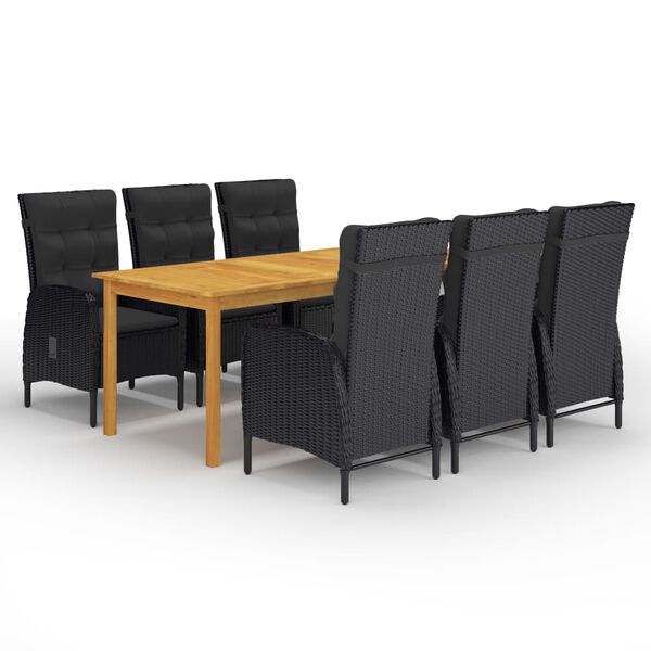 vidaXL Dining Set Black, Natural Wood
