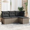 vidaXL Garden Sofa Set Grey PE Rattan, Powder-Coated Steel, Polyester