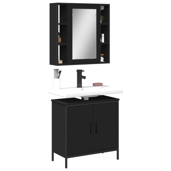 vidaXL Bathroom Furniture Set Black
