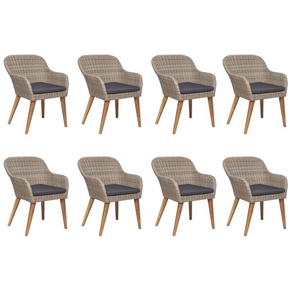 vidaXL Dining Set Brown PE Rattan 78.7 x 39.4 in Seats Many