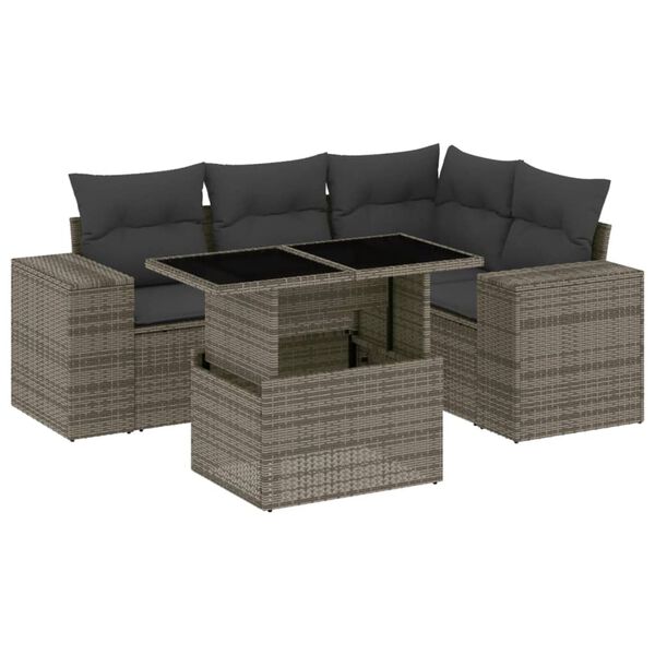 vidaXL Garden Sofa Set Grey, Dark grey