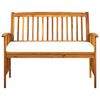 vidaXL Garden Bench Cream white cushion, Wood tone bench