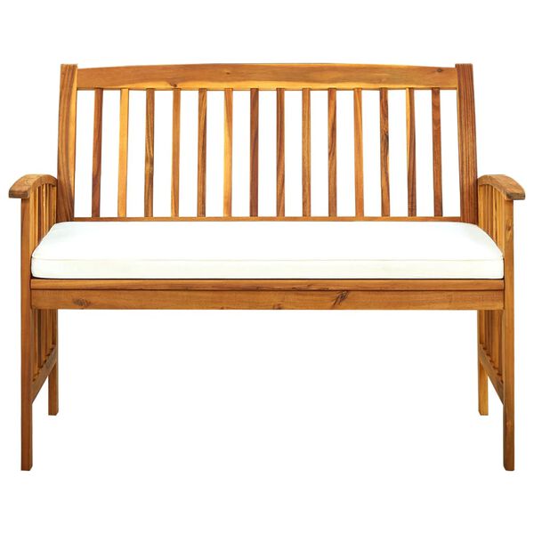 vidaXL Garden Bench Cream white cushion, Wood tone bench