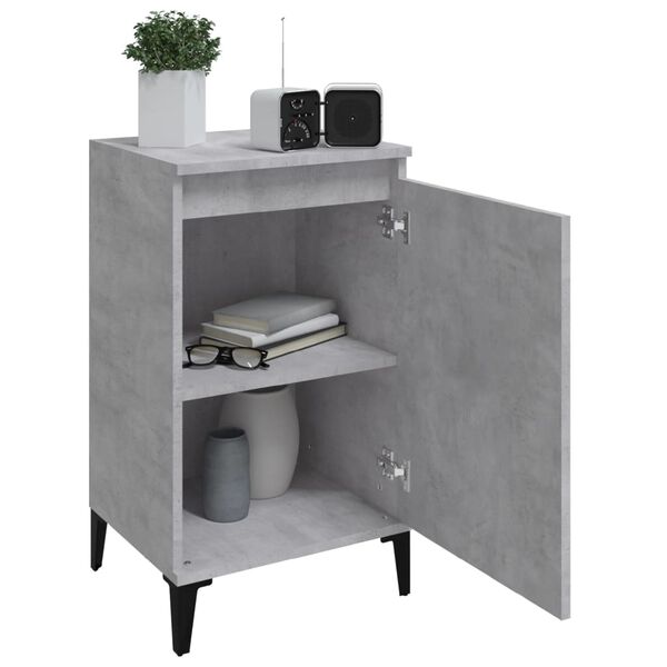 vidaXL Bedside Cabinet Concrete grey Engineered wood, metal