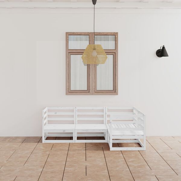 vidaXL Garden Lounge Set White Solid pine wood Large Modular