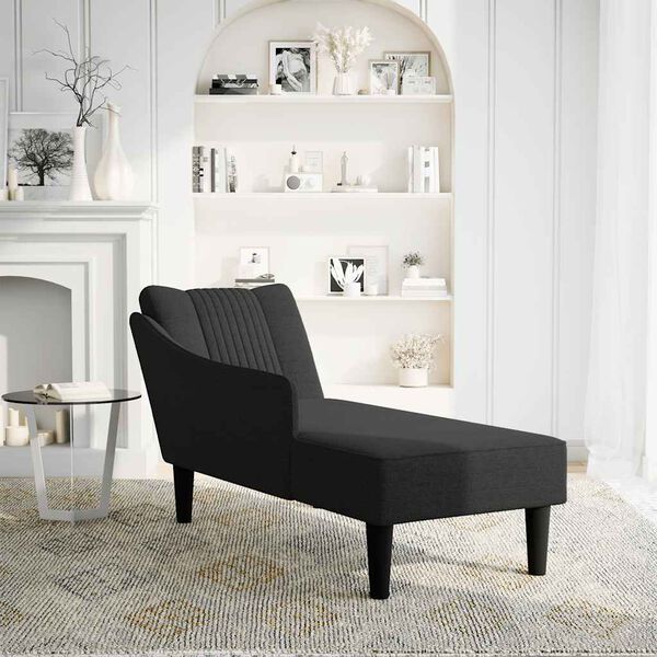vidaXL Chaise Lounge Black Polyester, plywood, plastic Medium