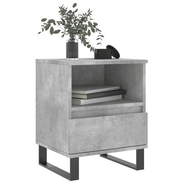 vidaXL Bedside Cabinet Concrete Grey Engineered Wood Small
