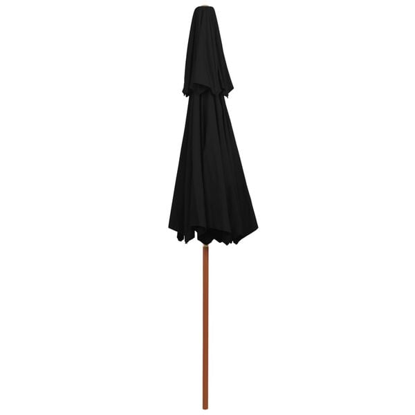 vidaXL Garden Parasol Black Fabric, Laminated bamboo, Hardwood Large
