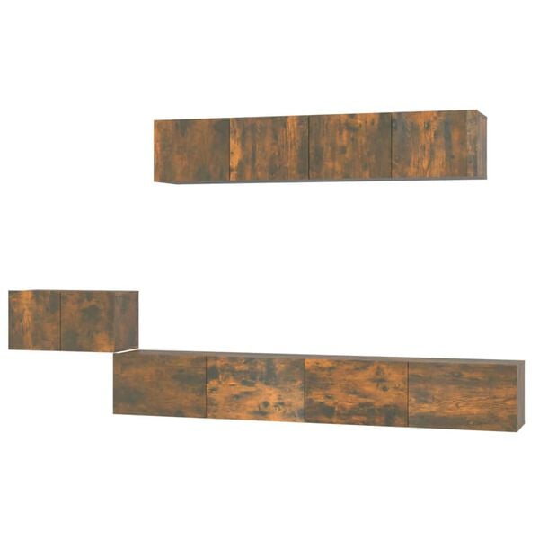 vidaXL TV Cabinet Set Set of 5 Smoked Oak Engineered Wood Medium