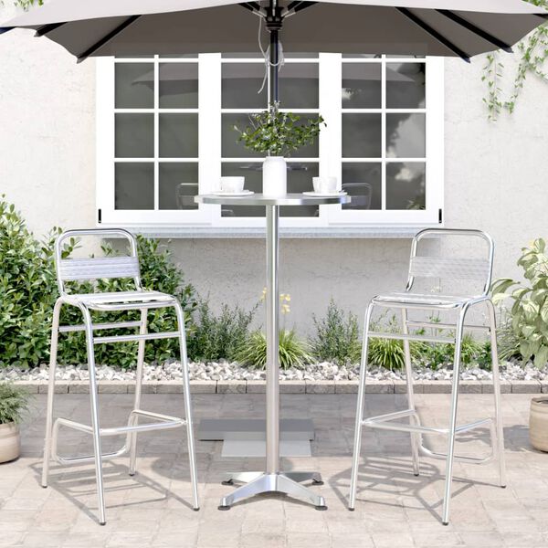 vidaXL Outdoor Bar Table Silver Aluminum, Stainless Steel Small