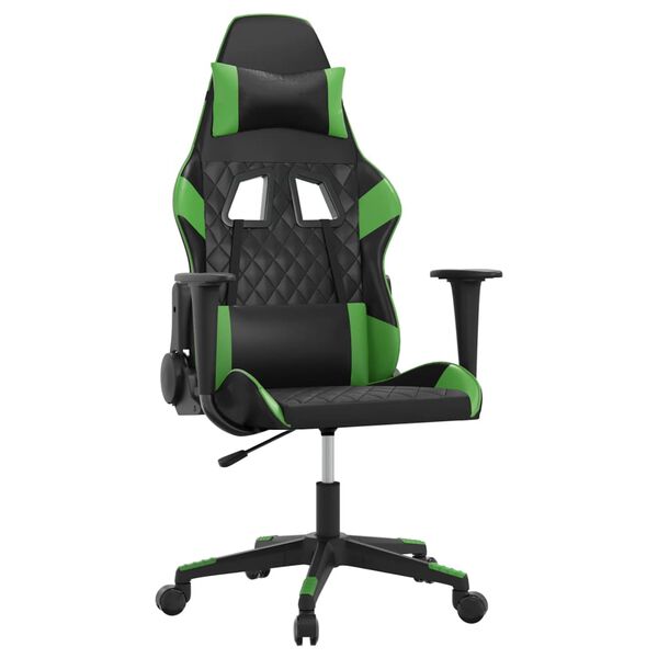 vidaXL Gaming Chair Black and Green Faux Leather