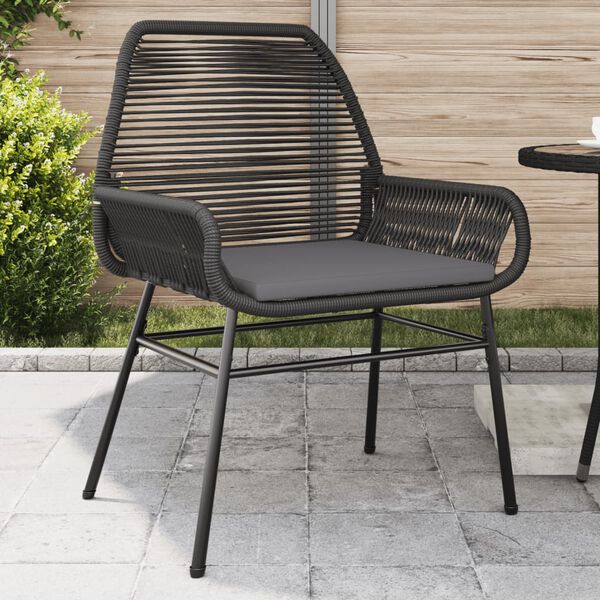 vidaXL Garden Chair Black PE rattan Medium UV-resistant materials