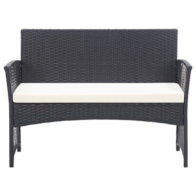vidaXL 4 Piece Patio Lounge Set with Cushion Poly Rattan Black
