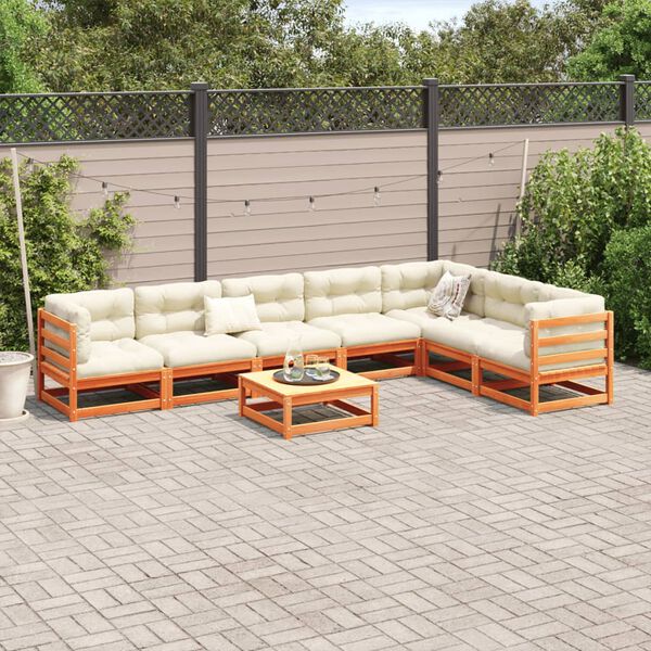 vidaXL Garden Sofa Set Wax brown, Cream