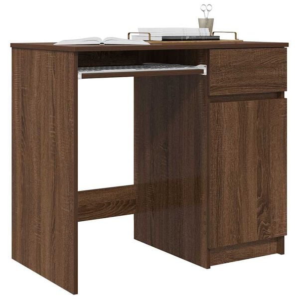 vidaXL Desk Brown Oak Engineered Wood 33.9 x 19.3 x 29.9 in Desk