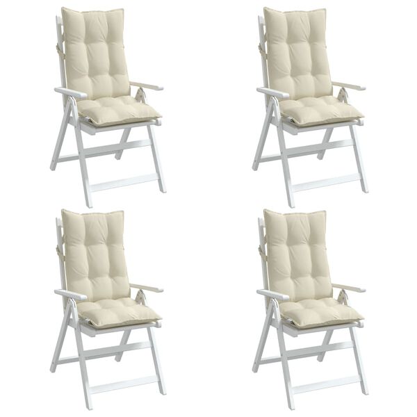 vidaXL Highback Chair Cushion Set of 4 Cream