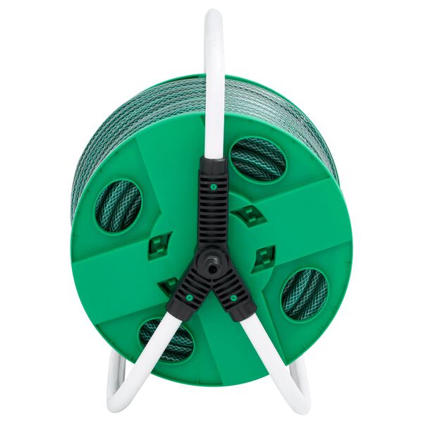 vidaXL Free Standing Green Hose Reel with 98.4 ' Hose PVC