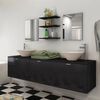 vidaXL Bathroom Cabinet Black, White Engineered wood, Ceramic Large