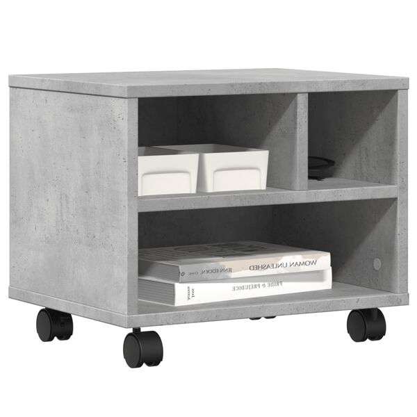vidaXL Printer Stand with Wheels Concrete Gray 16.1"x12.6"x13.6"
