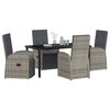 vidaXL Garden Dining Set with Cushion 5 pcs Grey Poly Rattan