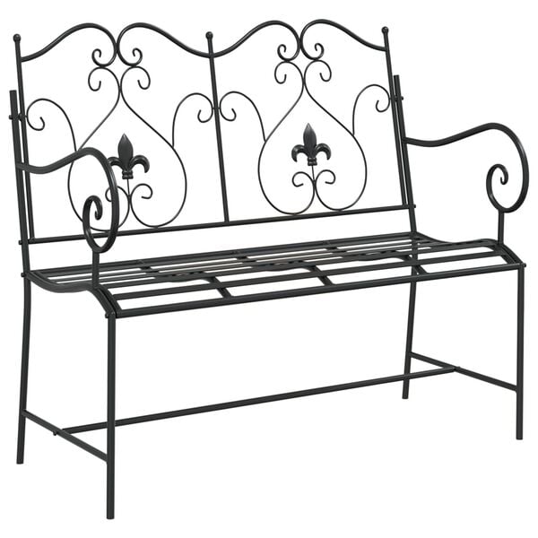 vidaXL Garden Bench Black 40.94 x 21.26 x 36.61 in Steel