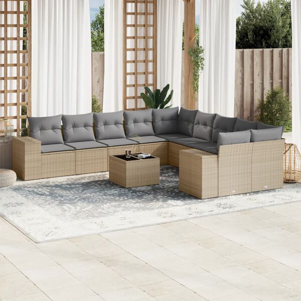 vidaXL Garden Sofa Set Beige, Light Grey