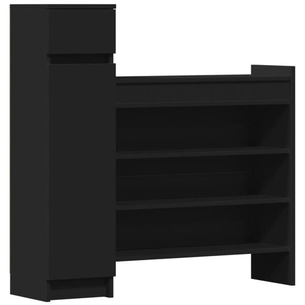 vidaXL Shoe Cabinet Black 39.6"x11"x39.4" Engineered Wood