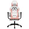 vidaXL Gaming Chair White and Pink Faux leather, Metal, Plywood Adjustable