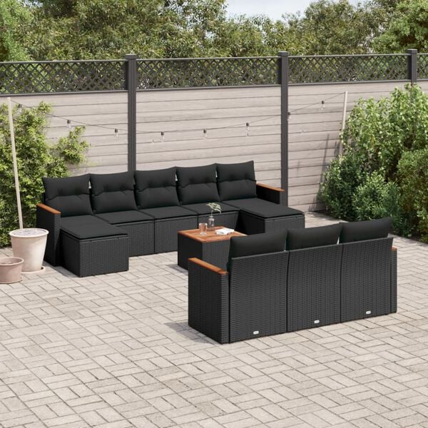 vidaXL Garden Sofa Set Black