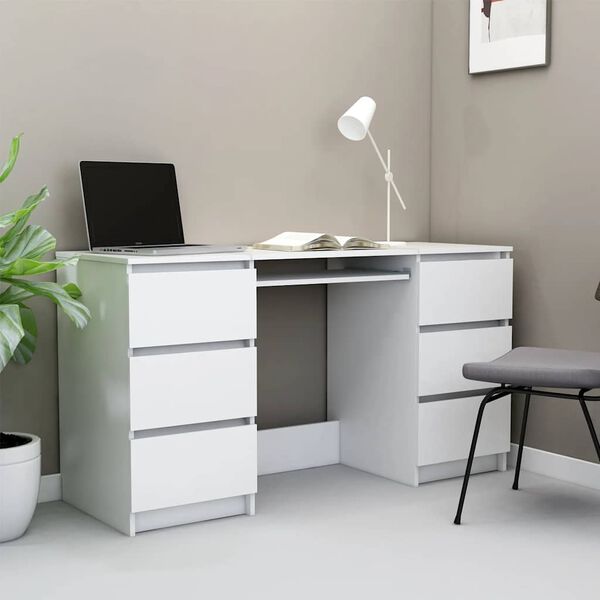 vidaXL Writing Desk White Engineered Wood Medium Durable Writing Desk