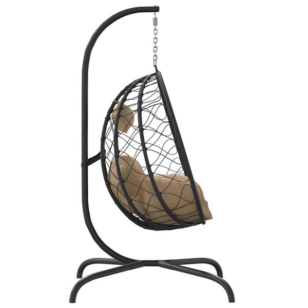 vidaXL Hanging Egg Chair Taupe Poly Rattan, Steel Standard