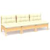 vidaXL 3-seater Garden Sofa Cream Solid Pine wood, 100% polyester
