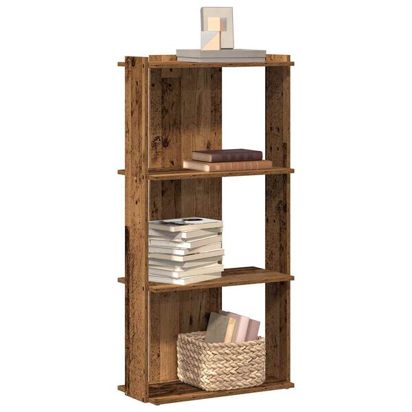 vidaXL 3 Tier Bookcase Old Wood Engineered Wood Small Bookcase