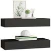 vidaXL Drawer Shelf Set of 2 Black MDF, Metal 23.6x9.3x3.9 in