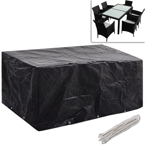 vidaXL Garden Furniture Cover Set of 2 Black Polyethylene