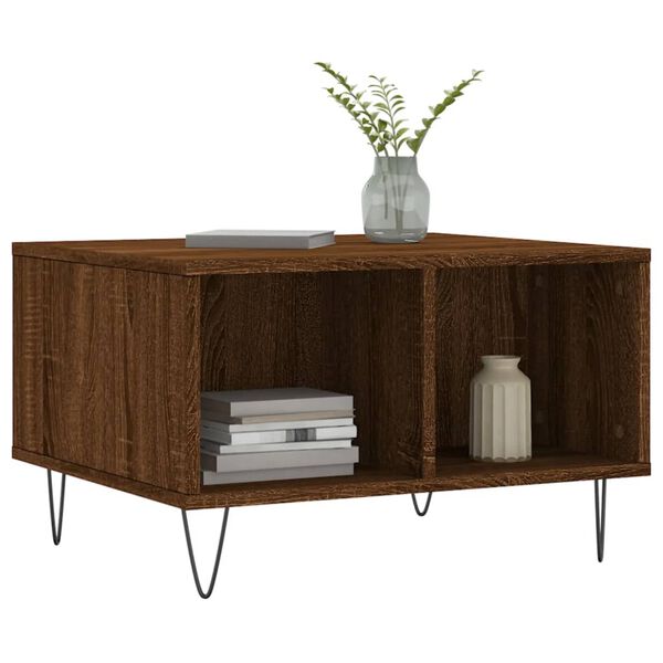 vidaXL Coffee Table Brown Oak Engineered Wood, Metal Compact