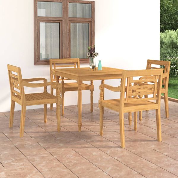 vidaXL 5 Piece Patio Dining Set Solid Teak Wood