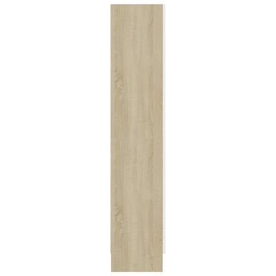 vidaXL Book Cabinet White and Sonoma Oak 32.5"x12"x59.1" Engineered Wood