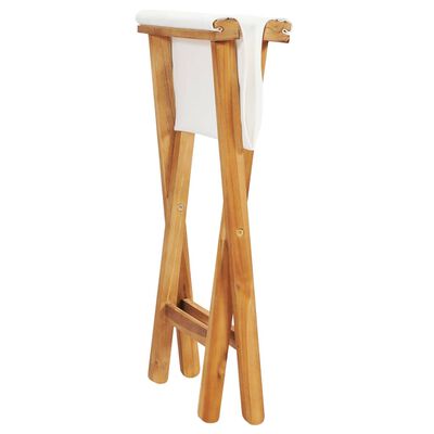 vidaXL Folding Chairs 2 pcs Solid Teak Wood and Fabric Cream White