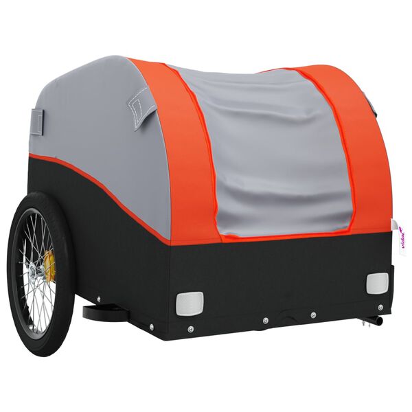 vidaXL Bike Trailer Black and Orange 66.1 lb Iron