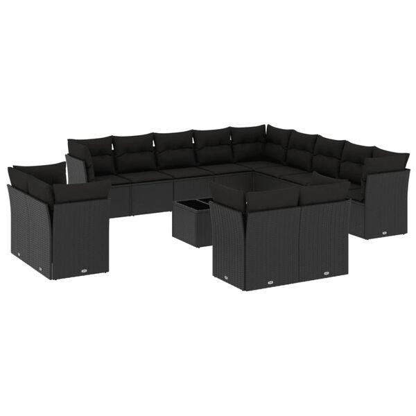 vidaXL Garden Sofa Set Black