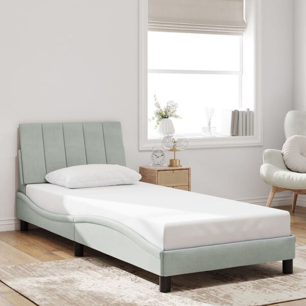 vidaXL Bed Frame Light grey Velvet Single Bed Frame Rectangular